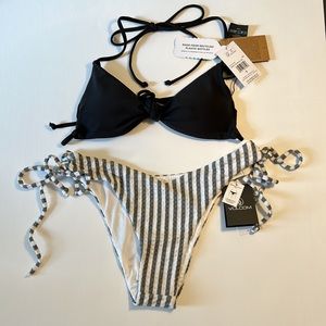 Volcom Small 2-piece Bikini Simply Seamless Triangle DropALine VBottom black NWT